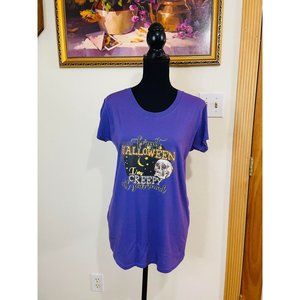 Purple NWT Funny Halloween Short Sleeve Custom Graphic T-Shirt Size M
